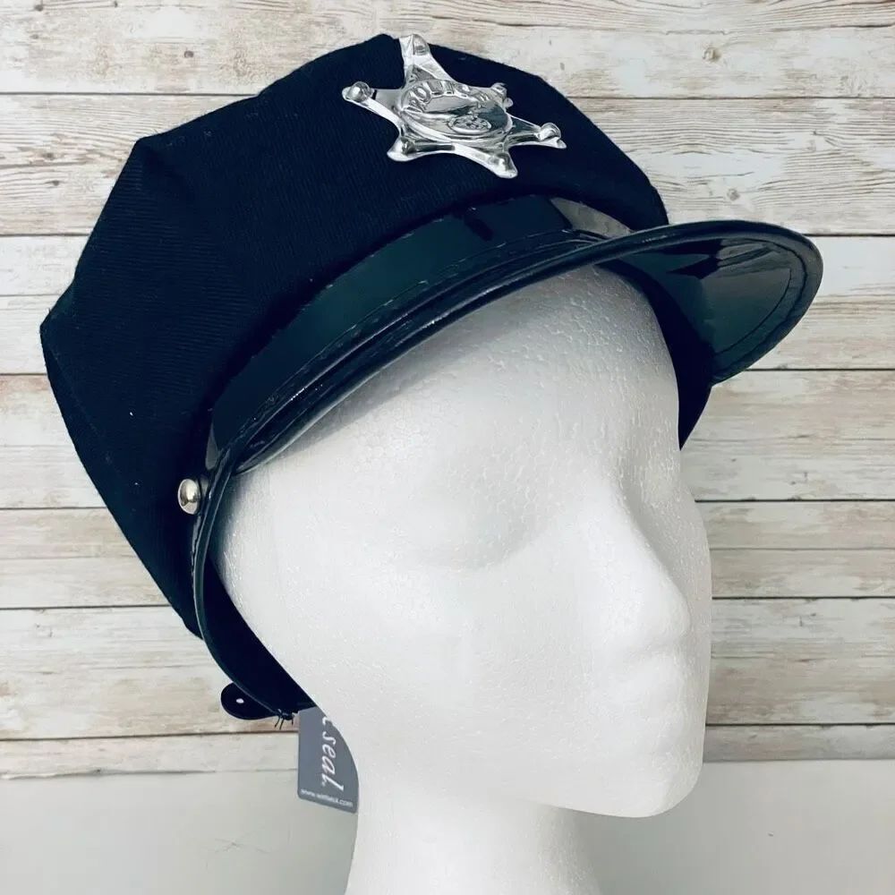NWT Wet Seal Vintage Y2K Black Police Snapback Adjustable Custome Hat - Picture 10 of 10